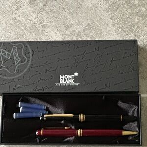 Montblanc Black and Burgundy Pen Duo